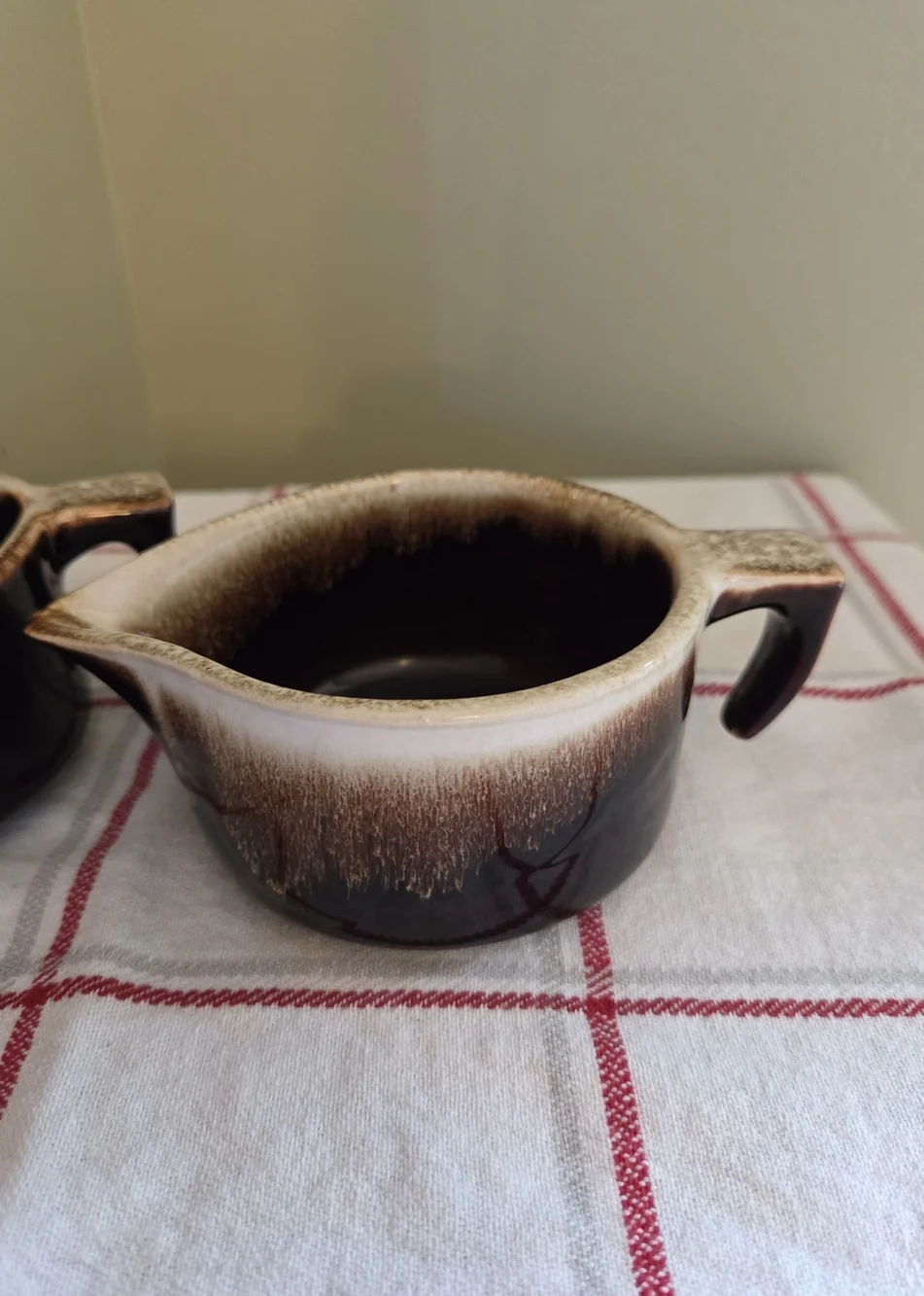Vintage Pfaltzgraff Gourmet #24 Creamer & OPEN #22 Sugar Set Brown Drip Glaze